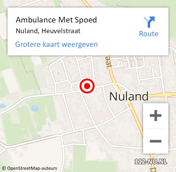 Locatie op kaart van de 112 melding: Ambulance Met Spoed Naar Nuland, Heuvelstraat op 26 november 2016 12:23