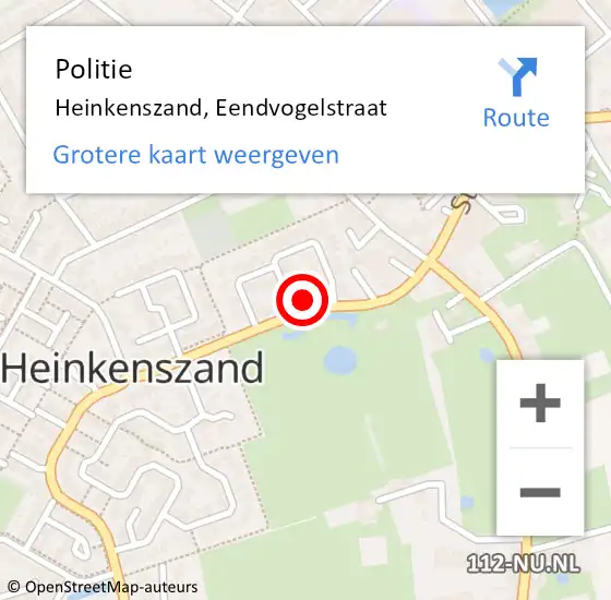 Locatie op kaart van de 112 melding: Politie Heinkenszand, Eendvogelstraat op 26 november 2016 12:40