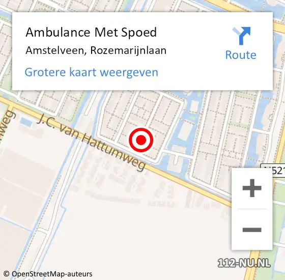 Locatie op kaart van de 112 melding: Ambulance Met Spoed Naar Amstelveen, Rozemarijnlaan op 26 november 2016 12:50