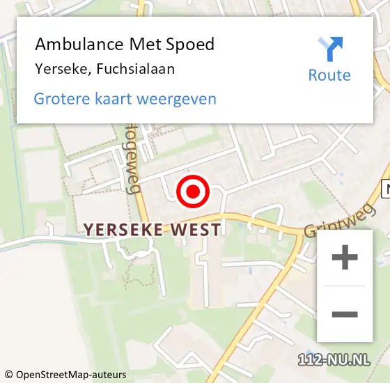 Locatie op kaart van de 112 melding: Ambulance Met Spoed Naar Yerseke, Fuchsialaan op 26 november 2016 12:56