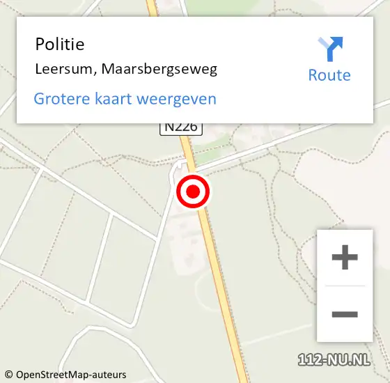 Locatie op kaart van de 112 melding: Politie Leersum, Maarsbergseweg op 26 november 2016 13:03