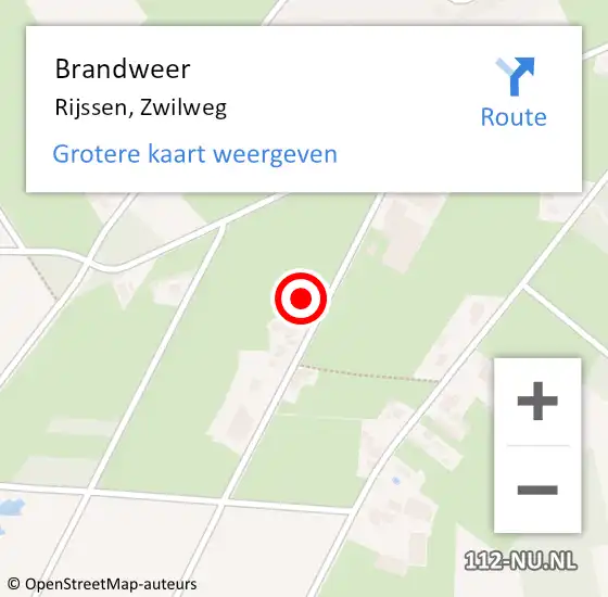 Locatie op kaart van de 112 melding: Brandweer Rijssen, Zwilweg op 26 november 2016 13:03