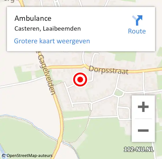 Locatie op kaart van de 112 melding: Ambulance Casteren, Laaibeemden op 26 november 2016 13:16