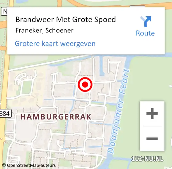 Locatie op kaart van de 112 melding: Brandweer Met Grote Spoed Naar Franeker, Schoener op 26 november 2016 13:20