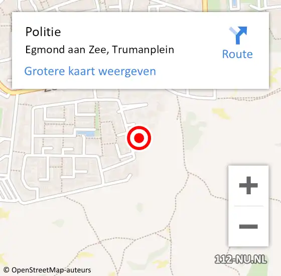 Locatie op kaart van de 112 melding: Politie Egmond aan Zee, Trumanplein op 26 november 2016 13:22