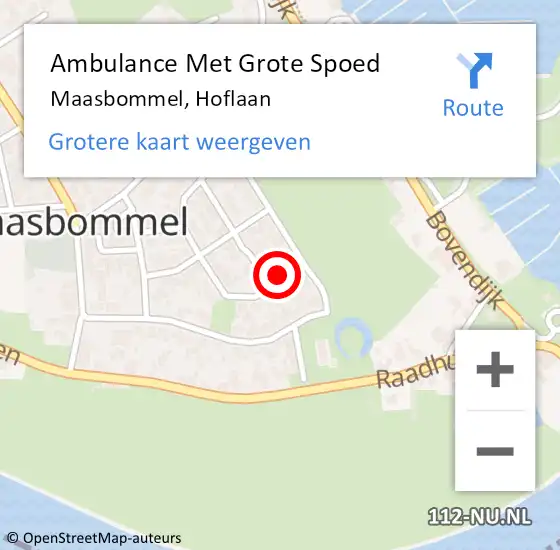 Locatie op kaart van de 112 melding: Ambulance Met Grote Spoed Naar Maasbommel, Hoflaan op 26 november 2016 13:27