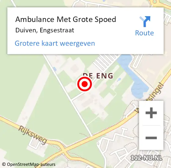 Locatie op kaart van de 112 melding: Ambulance Met Grote Spoed Naar Duiven, Engsestraat op 26 november 2016 14:43