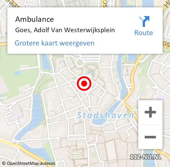 Locatie op kaart van de 112 melding: Ambulance Goes, Adolf Van Westerwijksplein op 26 november 2016 15:18