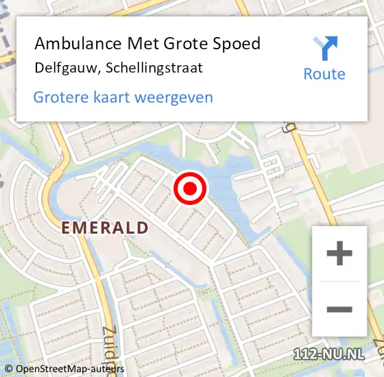 Locatie op kaart van de 112 melding: Ambulance Met Grote Spoed Naar Delfgauw, Schellingstraat op 26 november 2016 15:29