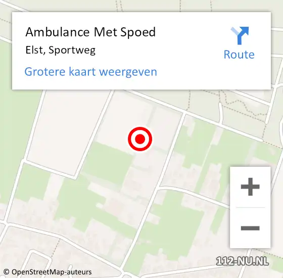 Locatie op kaart van de 112 melding: Ambulance Met Spoed Naar Elst, Sportweg op 26 november 2016 15:49