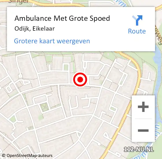 Locatie op kaart van de 112 melding: Ambulance Met Grote Spoed Naar Odijk, Eikelaar op 26 november 2016 15:51