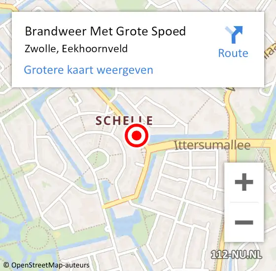Locatie op kaart van de 112 melding: Brandweer Met Grote Spoed Naar Zwolle, Eekhoornveld op 26 november 2016 17:25