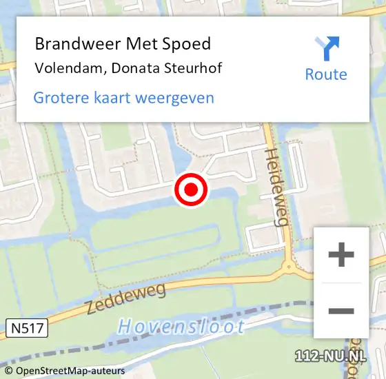 Locatie op kaart van de 112 melding: Brandweer Met Spoed Naar Volendam, Donata Steurhof op 26 november 2016 17:26