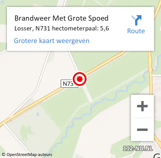 Locatie op kaart van de 112 melding: Brandweer Met Grote Spoed Naar Losser, N731 hectometerpaal: 5,6 op 26 november 2016 17:57