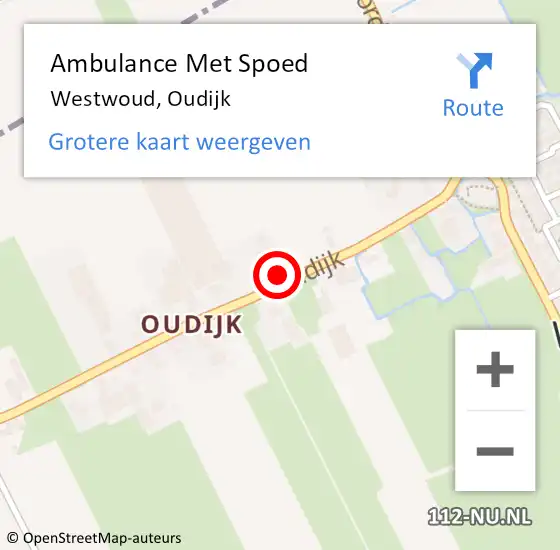 Locatie op kaart van de 112 melding: Ambulance Met Spoed Naar Westwoud, Oudijk op 26 november 2016 18:15