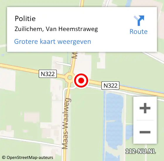 Locatie op kaart van de 112 melding: Politie Zuilichem, Van Heemstraweg op 26 november 2016 18:25