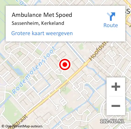 Locatie op kaart van de 112 melding: Ambulance Met Spoed Naar Sassenheim, Kerkeland op 2 januari 2014 16:08