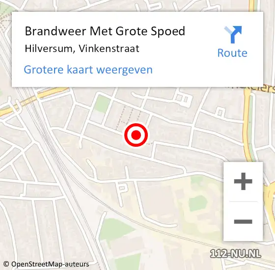 Locatie op kaart van de 112 melding: Brandweer Met Grote Spoed Naar Hilversum, Vinkenstraat op 26 november 2016 19:18