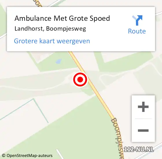 Locatie op kaart van de 112 melding: Ambulance Met Grote Spoed Naar Landhorst, Boompjesweg op 26 november 2016 19:31