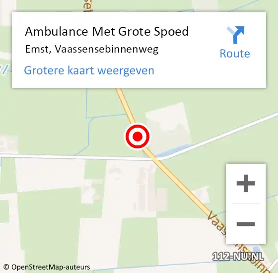 Locatie op kaart van de 112 melding: Ambulance Met Grote Spoed Naar Emst, Vaassensebinnenweg op 26 november 2016 19:45