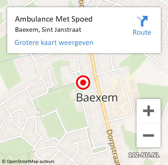 Locatie op kaart van de 112 melding: Ambulance Met Spoed Naar Baexem, Sint Janstraat op 26 november 2016 19:52