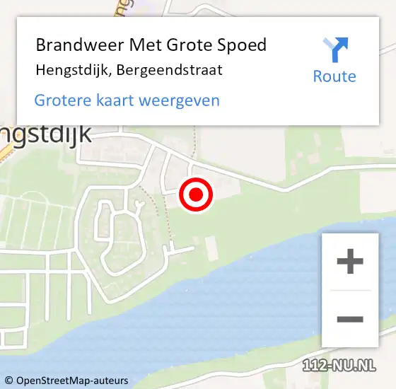 Locatie op kaart van de 112 melding: Brandweer Met Grote Spoed Naar Hengstdijk, Bergeendstraat op 26 november 2016 20:38