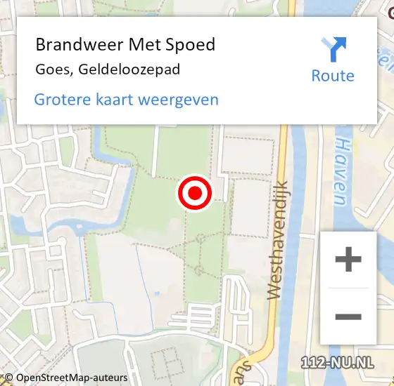 Locatie op kaart van de 112 melding: Brandweer Met Spoed Naar Goes, Geldeloozepad op 26 november 2016 20:44