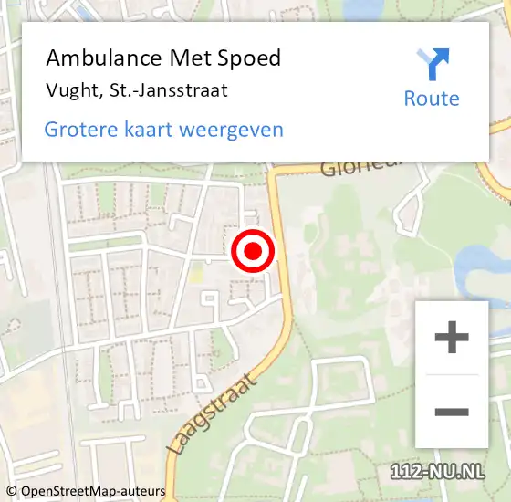 Locatie op kaart van de 112 melding: Ambulance Met Spoed Naar Vught, St.-Jansstraat op 26 november 2016 20:48