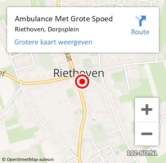 Locatie op kaart van de 112 melding: Ambulance Met Grote Spoed Naar Riethoven, Dorpsplein op 26 november 2016 21:09