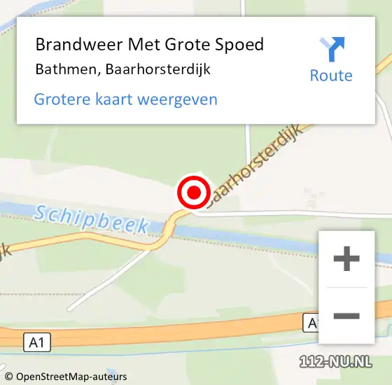 Locatie op kaart van de 112 melding: Brandweer Met Grote Spoed Naar Bathmen, Baarhorsterdijk op 26 november 2016 21:09