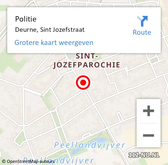 Locatie op kaart van de 112 melding: Politie Deurne, Sint Jozefstraat op 26 november 2016 21:42