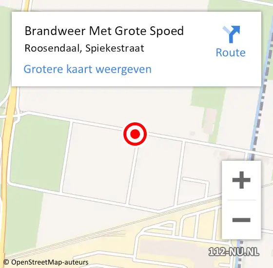 Locatie op kaart van de 112 melding: Brandweer Met Grote Spoed Naar Roosendaal, Spiekestraat op 26 november 2016 22:37