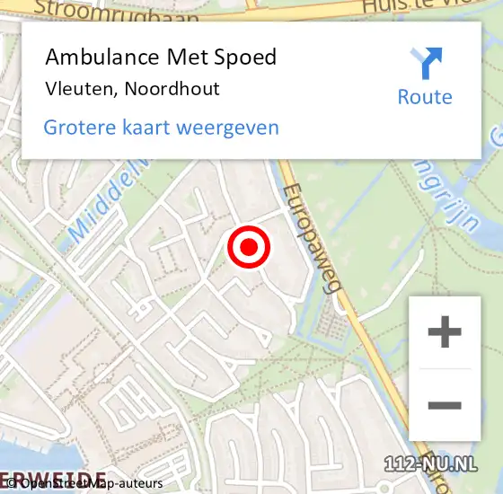 Locatie op kaart van de 112 melding: Ambulance Met Spoed Naar Vleuten, Noordhout op 27 november 2016 00:15