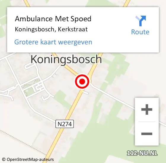 Locatie op kaart van de 112 melding: Ambulance Met Spoed Naar Koningsbosch, Kerkstraat op 27 november 2016 00:16