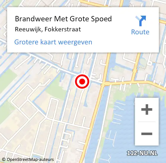 Locatie op kaart van de 112 melding: Brandweer Met Grote Spoed Naar Reeuwijk, Fokkerstraat op 27 november 2016 00:19