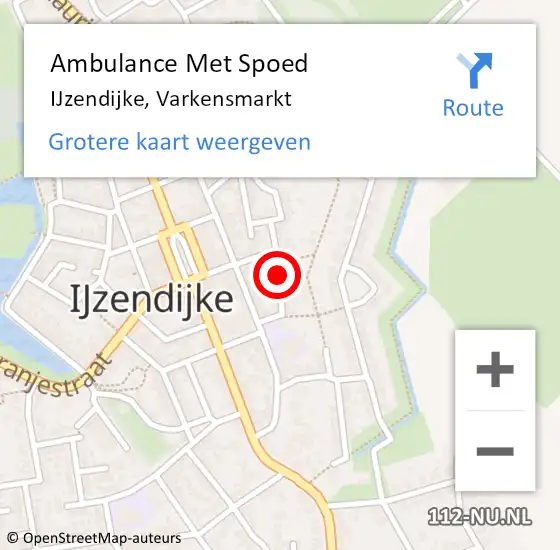 Locatie op kaart van de 112 melding: Ambulance Met Spoed Naar IJzendijke, Varkensmarkt op 27 november 2016 00:53