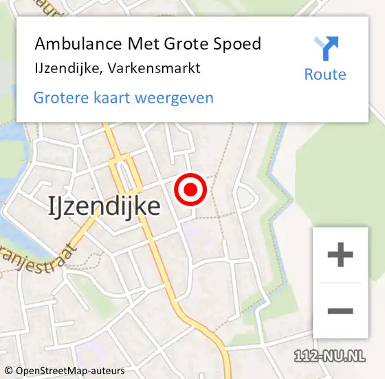 Locatie op kaart van de 112 melding: Ambulance Met Grote Spoed Naar IJzendijke, Varkensmarkt op 27 november 2016 00:55