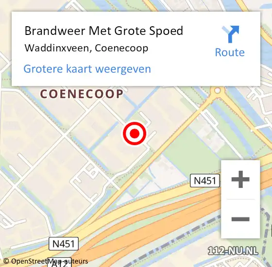 Locatie op kaart van de 112 melding: Brandweer Met Grote Spoed Naar Waddinxveen, Coenecoop op 2 januari 2014 16:40