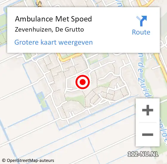 Locatie op kaart van de 112 melding: Ambulance Met Spoed Naar Zevenhuizen, De Grutto op 27 november 2016 02:09