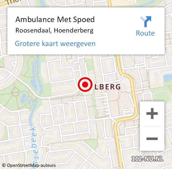 Locatie op kaart van de 112 melding: Ambulance Met Spoed Naar Roosendaal, Hoenderberg op 27 november 2016 03:40