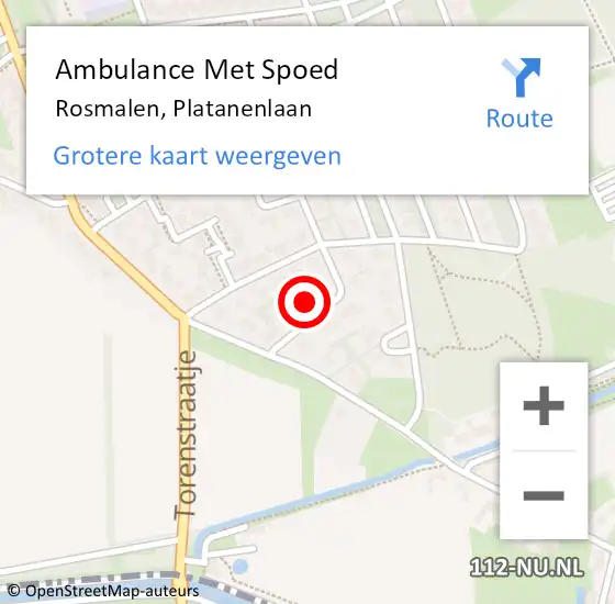 Locatie op kaart van de 112 melding: Ambulance Met Spoed Naar Rosmalen, Platanenlaan op 27 november 2016 03:55