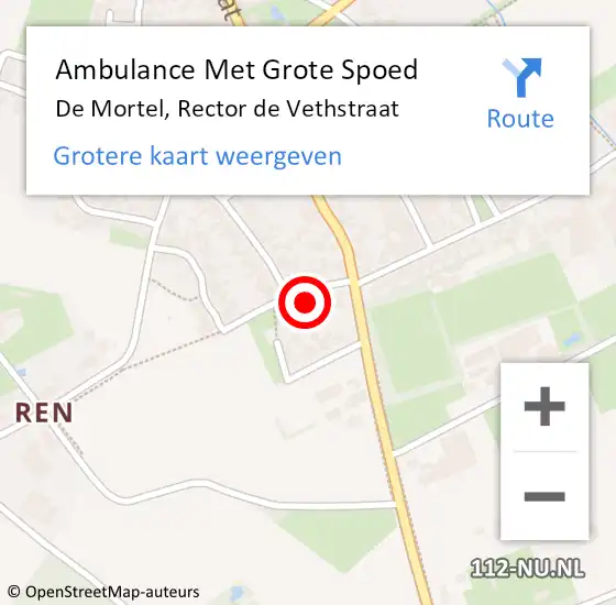 Locatie op kaart van de 112 melding: Ambulance Met Grote Spoed Naar De Mortel, Rector de Vethstraat op 27 november 2016 06:23