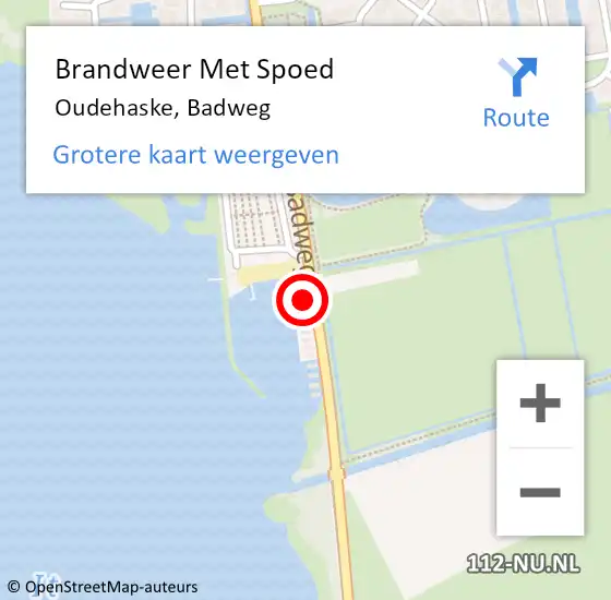 Locatie op kaart van de 112 melding: Brandweer Met Spoed Naar Oudehaske, Badweg op 27 november 2016 07:09