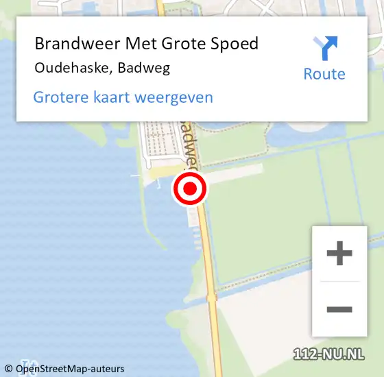 Locatie op kaart van de 112 melding: Brandweer Met Grote Spoed Naar Oudehaske, Badweg op 27 november 2016 07:21