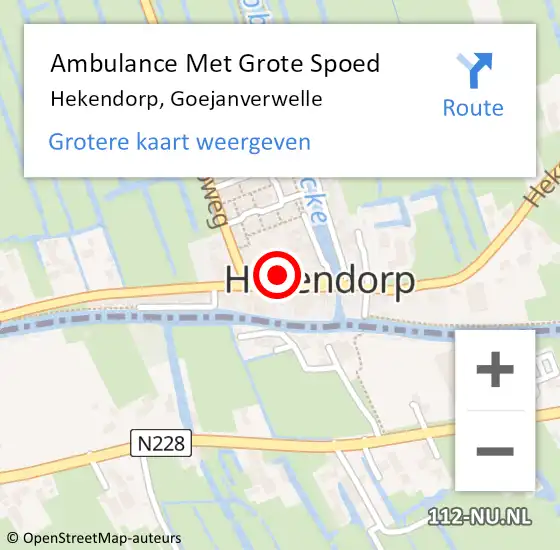 Locatie op kaart van de 112 melding: Ambulance Met Grote Spoed Naar Hekendorp, Goejanverwelle op 27 november 2016 07:39