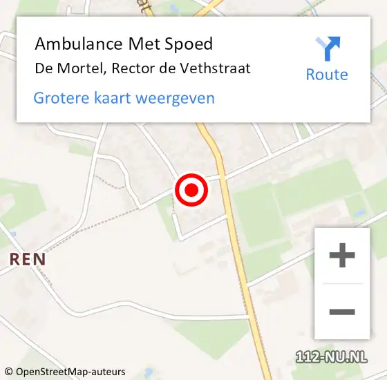 Locatie op kaart van de 112 melding: Ambulance Met Spoed Naar De Mortel, Rector de Vethstraat op 27 november 2016 08:40