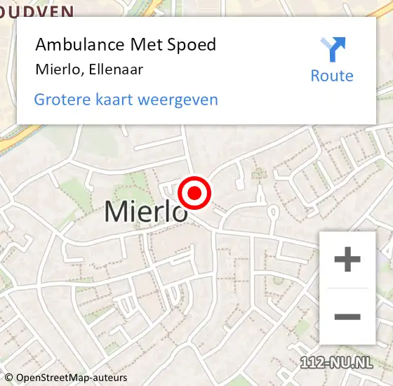 Locatie op kaart van de 112 melding: Ambulance Met Spoed Naar Mierlo, Ellenaar op 27 november 2016 08:48