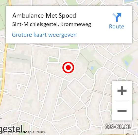 Locatie op kaart van de 112 melding: Ambulance Met Spoed Naar Sint-Michielsgestel, Krommeweg op 27 november 2016 09:56