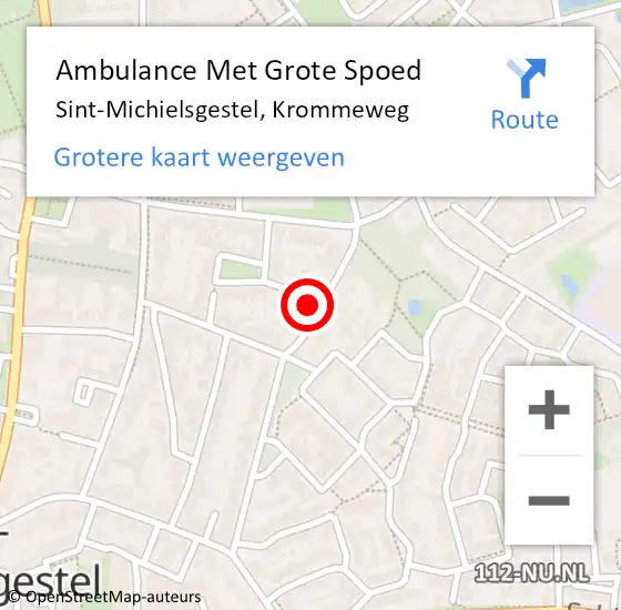 Locatie op kaart van de 112 melding: Ambulance Met Grote Spoed Naar Sint-Michielsgestel, Krommeweg op 27 november 2016 09:59