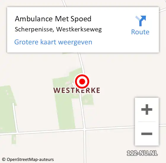 Locatie op kaart van de 112 melding: Ambulance Met Spoed Naar Scherpenisse, Westkerkseweg op 27 november 2016 10:22